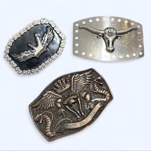 Silver tone and Black Western Belt Buckle bundle